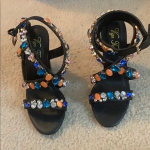 Black wrap around heels